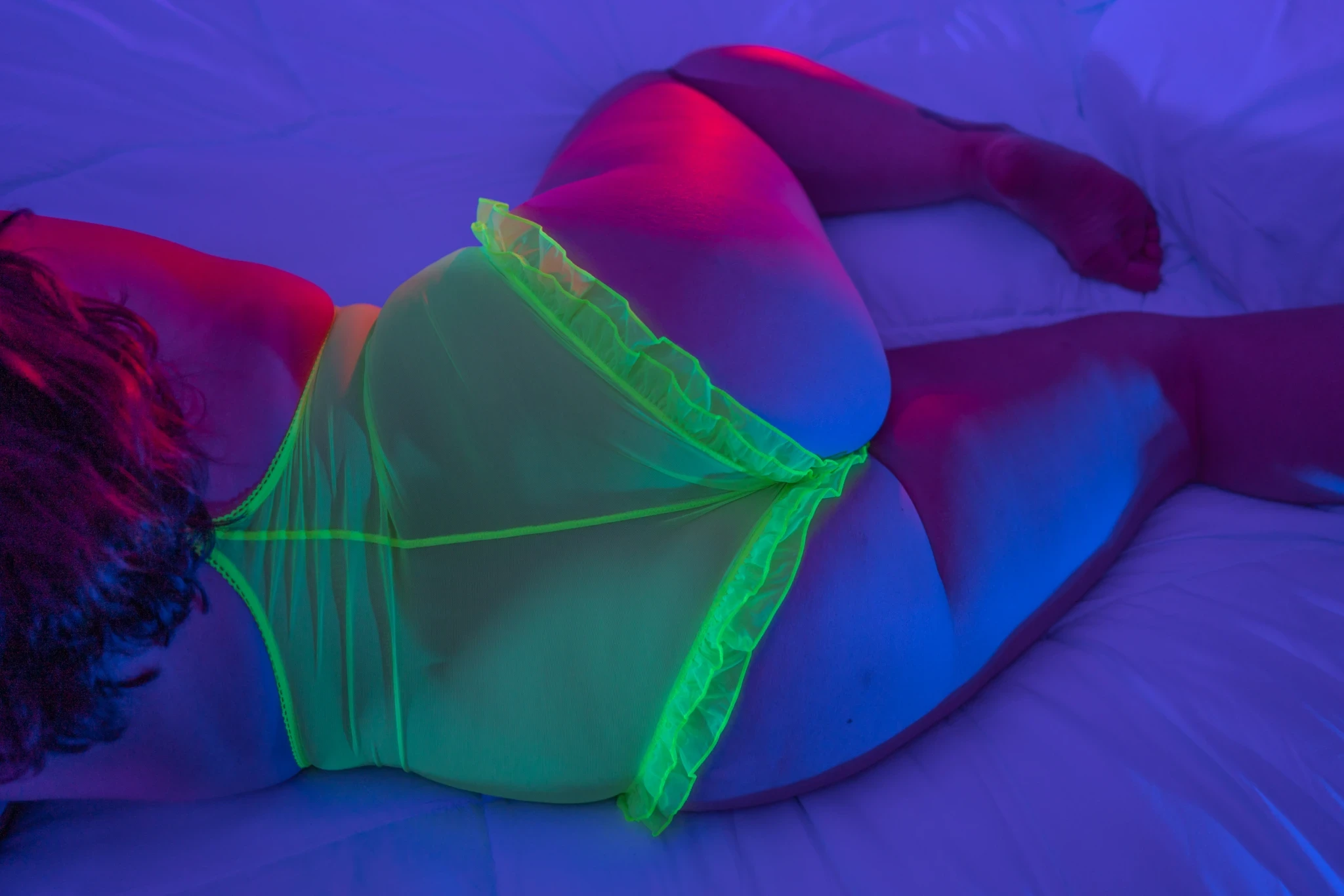 Blacklight boudoir portrait, Raye series